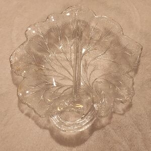 Vintage Indiana Glass Co. Clear Glass Leaf Dish